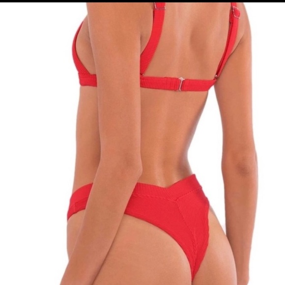NWT OneOne Swimwear Bikini *Top Only* Red Kameron New Ribbed Padded Small - Picture 9 of 14